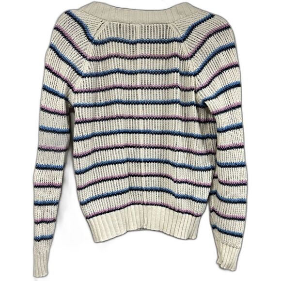 Loft Bundle: Striped V-Neck Sweater & Soft Grey Textured Vest - Small - Picture 5 of 10